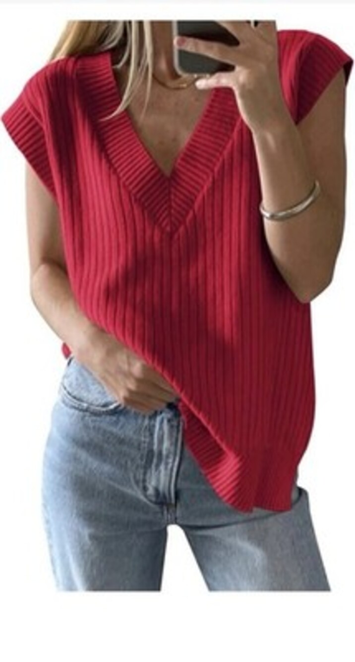 Saodimallsu Womens Vest Oversized Knit Sleeveless Pullover Tank Top-SIZE 2XL